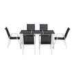 Gardeon 7 Piece Outdoor Dining Set Steel Textilene Patio Furniture Table and Chairs Black