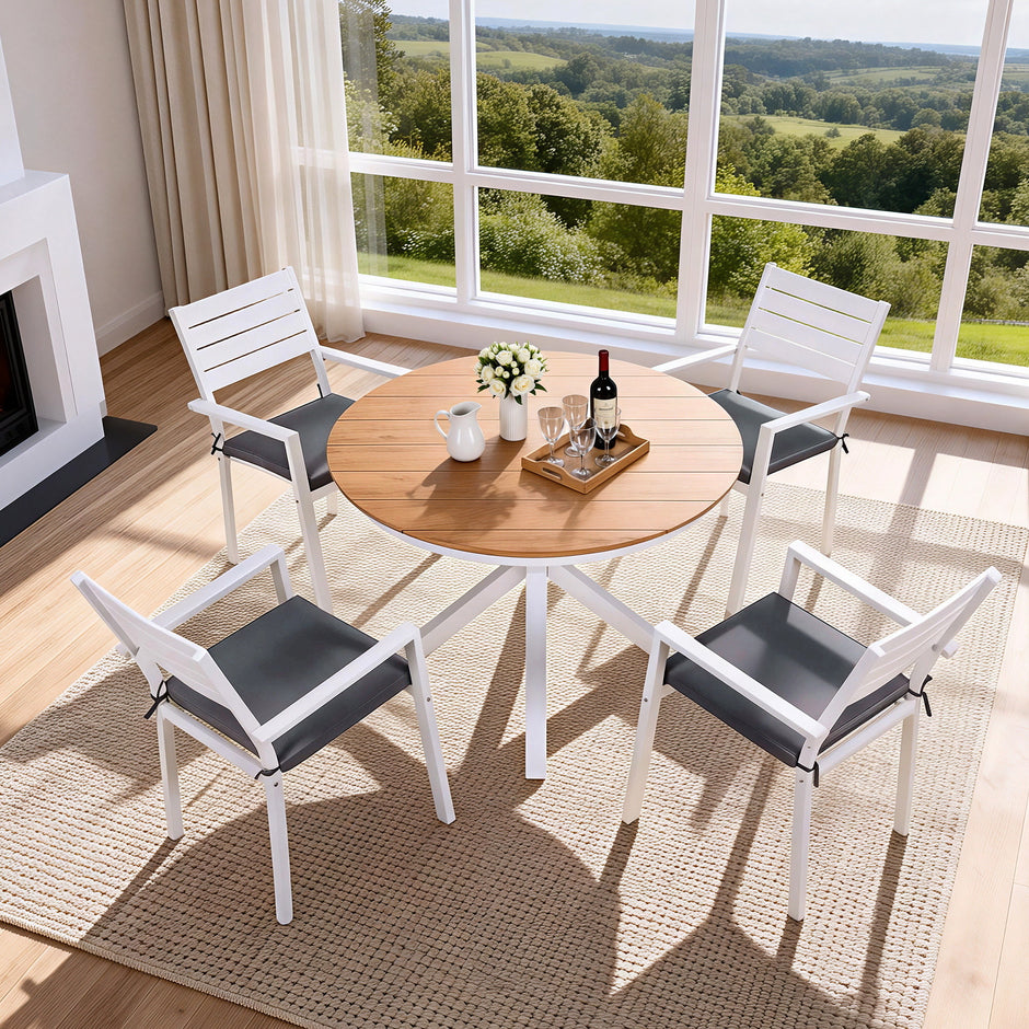 Gardeon Outdoor Dining Set 5 Piece Aluminum WPC Tabletop Patio Furniture