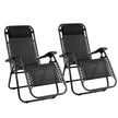 Gardeon 2PC Zero Gravity Chair Folding Outdoor Recliner Adjustable Sun Lounge Camping Black