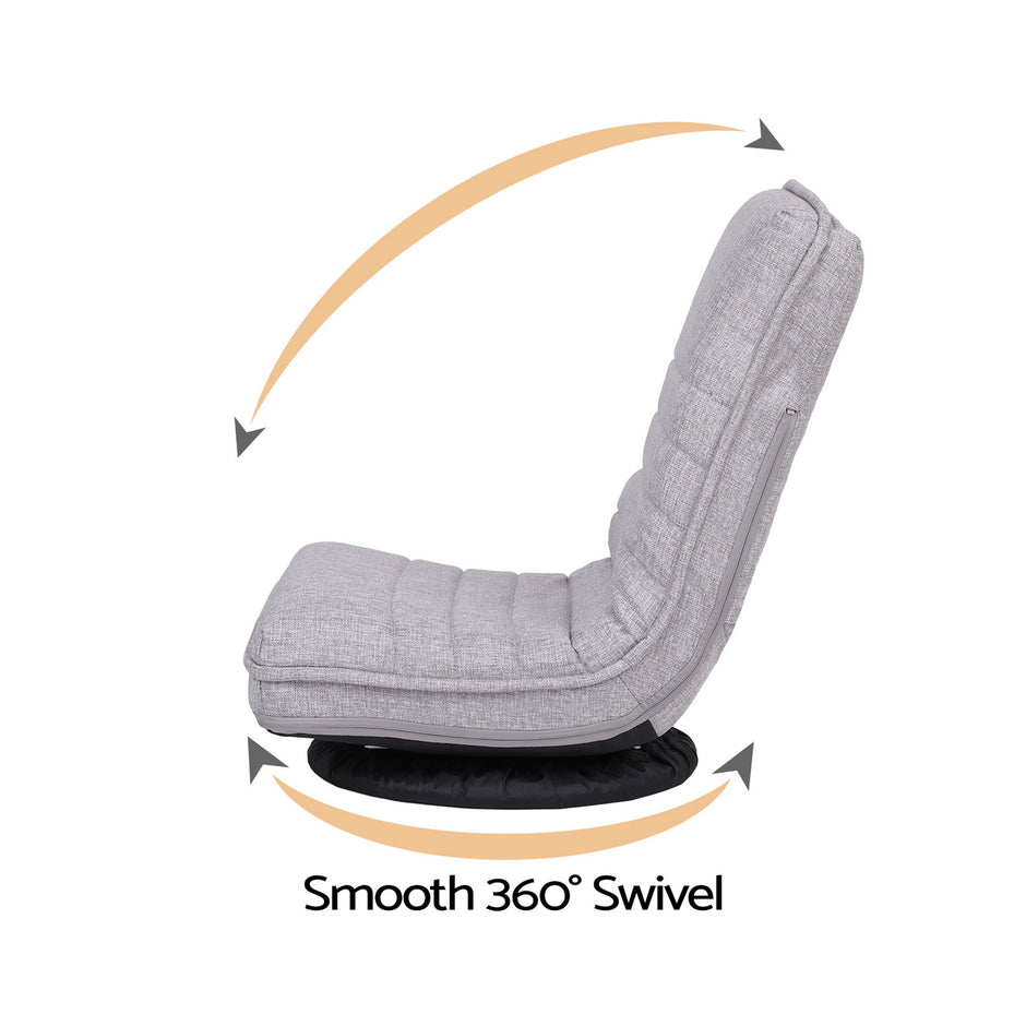 Ariss Swivel Floor Chair 360 Adjustable Foldable Lounge Seat Floor Sofa Chair Grey