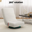 Artiss Floor Lounge & Coffee Table Set, Swviel Foldable Linen Sofa Chair White, C-Shaped Side Table Walnut