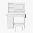 Artiss Dressing Table Vanity Desk Set Stool LED Charging Station White