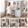 Artiss Dressing Table Makeup Vanity Desk LED Mirror Drawers Charging Station Curved Edge White