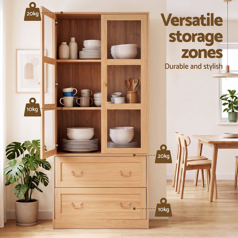 Artiss Buffet Sideboard Cabinets X2 180cm Hutch Storage Kitchen Drawer Door Wood