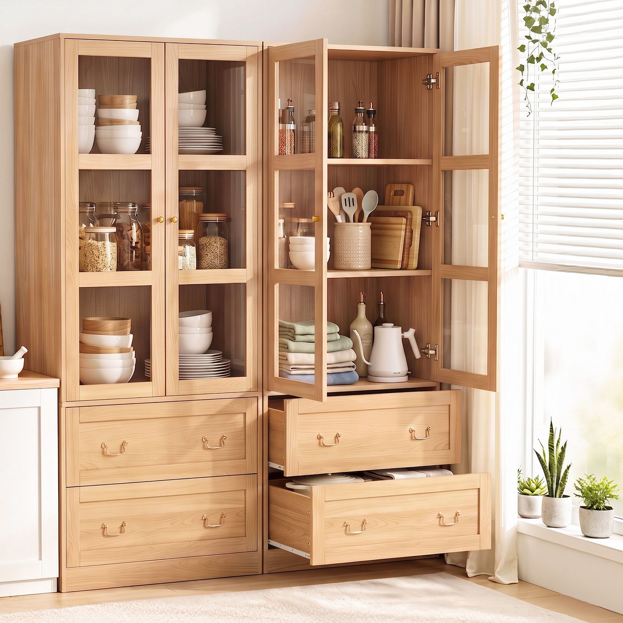 Artiss Buffet Sideboard Cabinets X2 180cm Hutch Storage Kitchen Drawer Door Wood