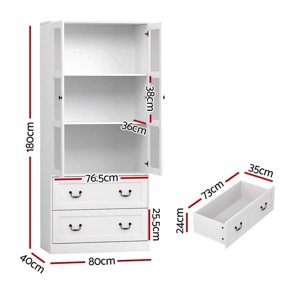 Artiss Buffet Sideboard 180cm Hutch Storage Cabinet Kitchen Drawer Door White