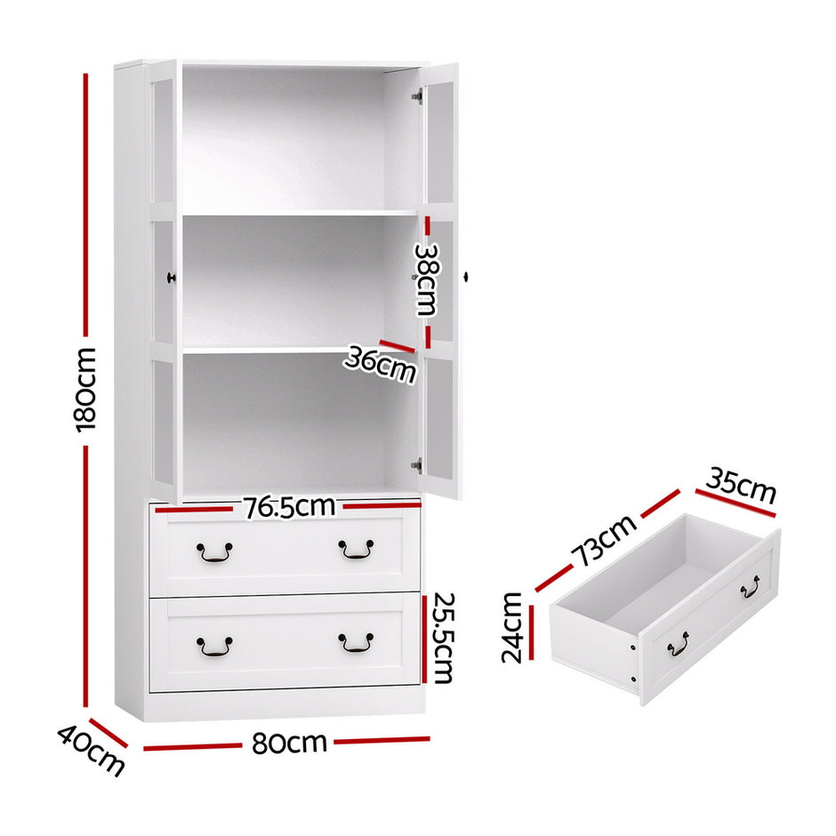 Artiss Buffet Sideboard 180cm Hutch Storage Cabinet Kitchen Drawer Door White