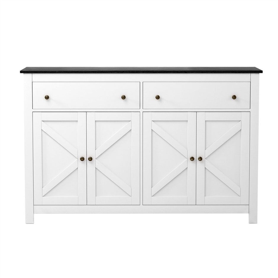 Artiss Buffet Sideboard Storage Cabinet Kitchen Cupboard 2 Drawers 140CM Black