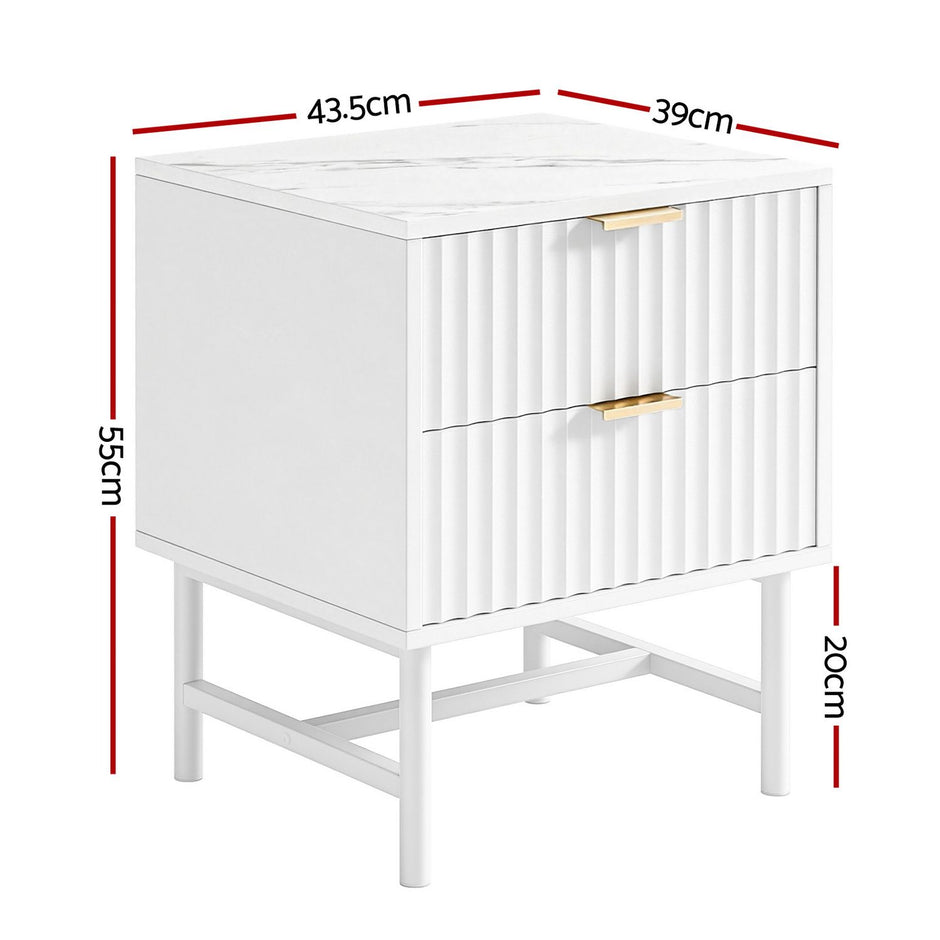 Artiss 2X Bedside Table White Nightstand 2 Drawers