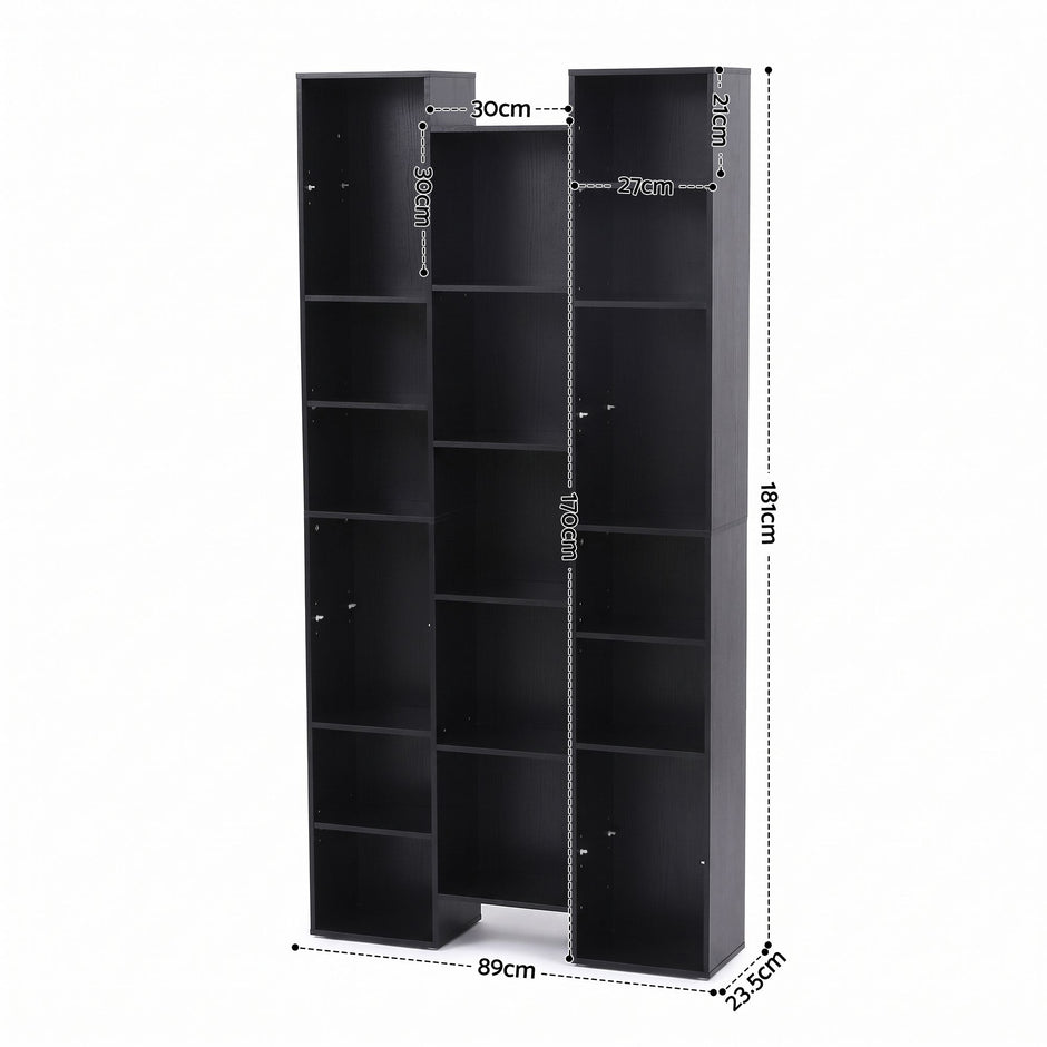 Artiss Bookshelf Display Shelves CD DVD Storage Rack Tall Bookcase Black