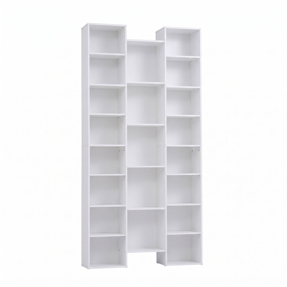 Artiss Bookshelf Display Shelves CD DVD Storage Rack Tall Bookcase White