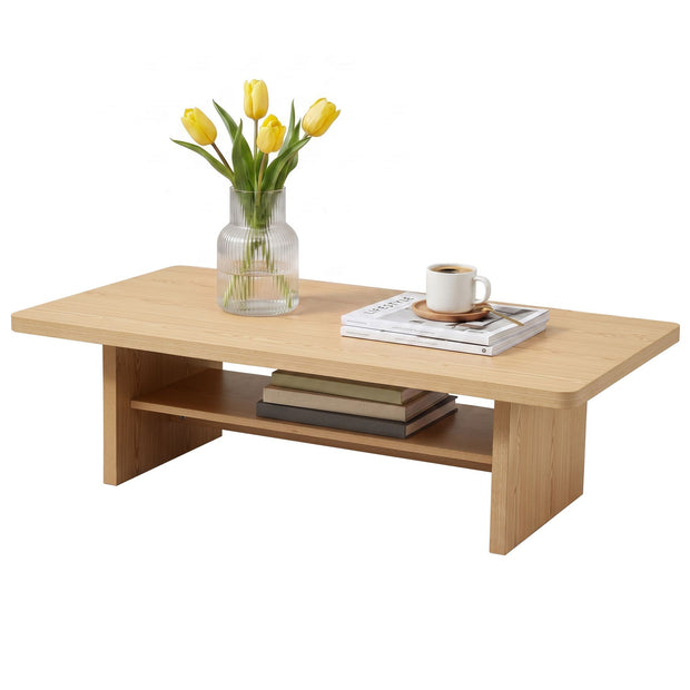 Artiss Coffee Table 110cm Center Table with 2-Tier Open Storage Shelf Wood