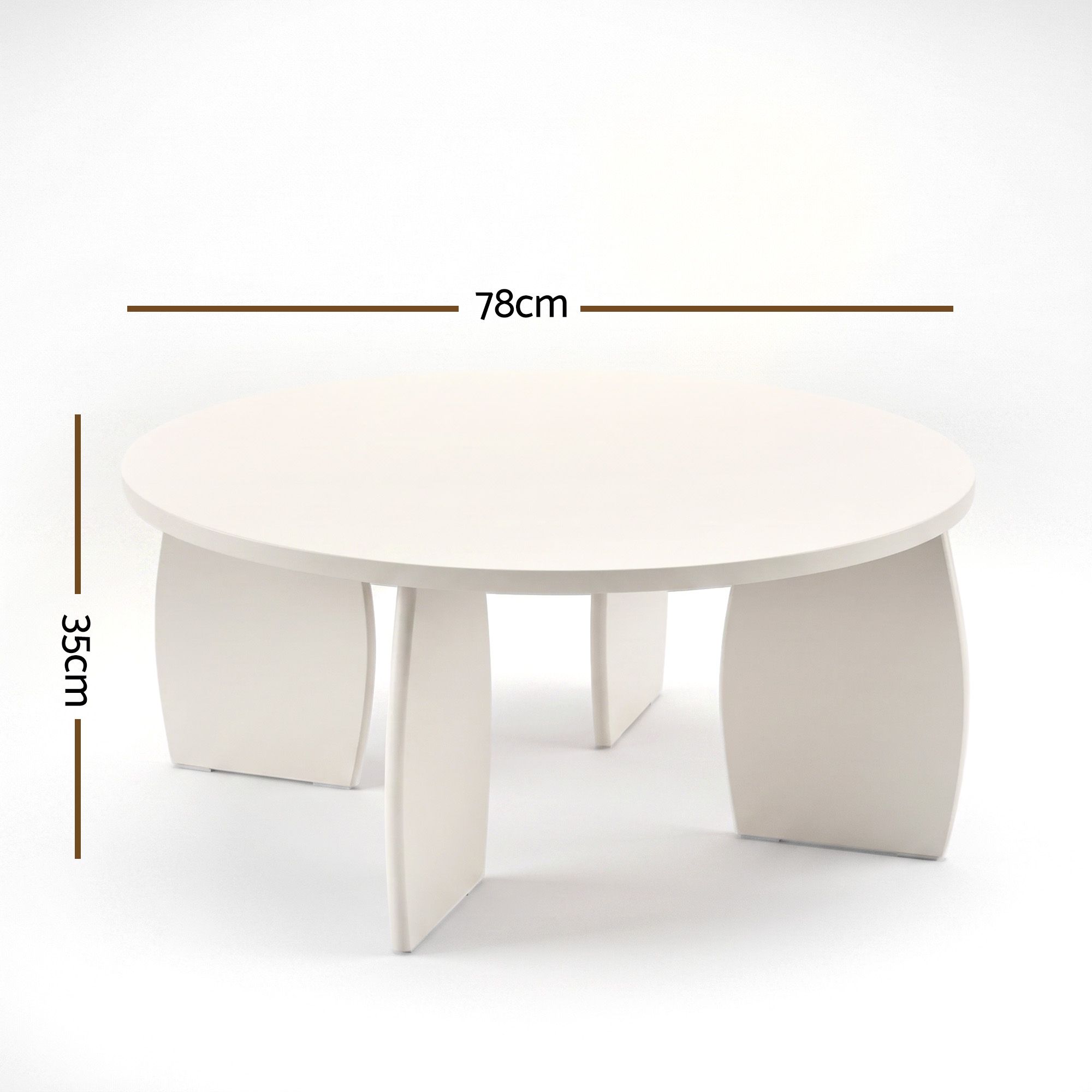 Artiss Round Coffee Table High-Gloss Center Table Minimalist Living Room Furniture 78x35cm Cream White