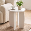 Artiss Round End Table High-Gloss Small Coffee Table Side Bedside Nightstand 40x45cm Cream white