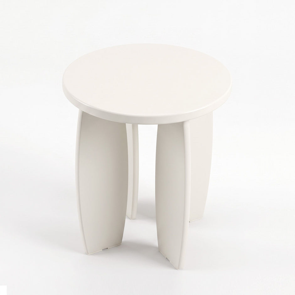 Artiss Round End Table High-Gloss Small Coffee Table Side Bedside Nightstand 40x45cm Cream white