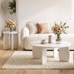 Artiss Round End Table High-Gloss Small Coffee Table Side Bedside Nightstand 40x45cm Cream white