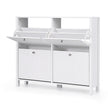 Artiss Shoe Cabinet 4 Flip Drawers Fluted Style Adjustable Shelves White