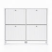 Artiss Shoe Cabinet 4 Flip Drawers Fluted Style Adjustable Shelves White
