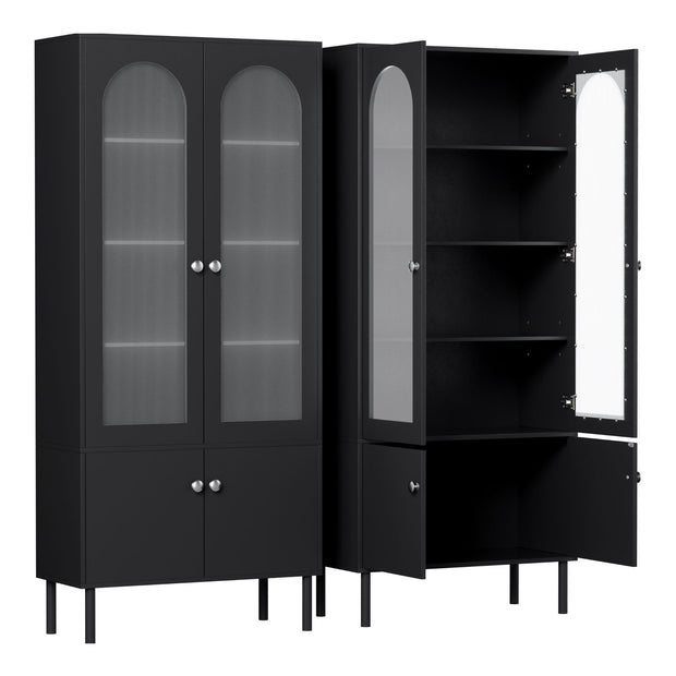 Artiss 2x Buffet Sideboard Cabinet Pantry 5-Tier Storage Cupboard Fluted Black