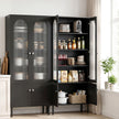 Artiss 2x Buffet Sideboard Cabinet Pantry 5-Tier Storage Cupboard Fluted Black