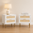 Artiss 2x Rattan Bedside Table 2 Drawers White