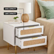 Artiss 2x Rattan Bedside Table 2 Drawers White