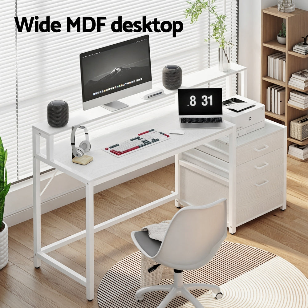 Artiss Computer Desk Home Office Study Table Desks w/Drawers Open Shelf White 160CM