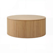 Artiss Round Coffee Table Storage Fluted Center Table Living Room Office 80cm Wood