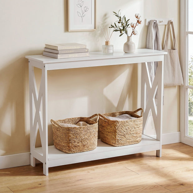 Artiss Console Table Entryway Hallway Display 2-Tier Narrow Sofa Table 100CM White