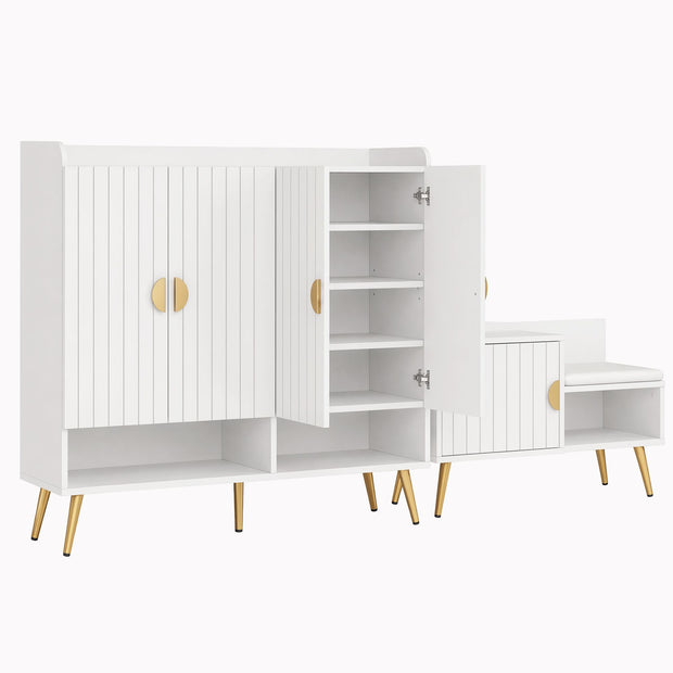 Artiss Shoe Cabinet Bench Set Adjustable Shelf Hallway Living Room White