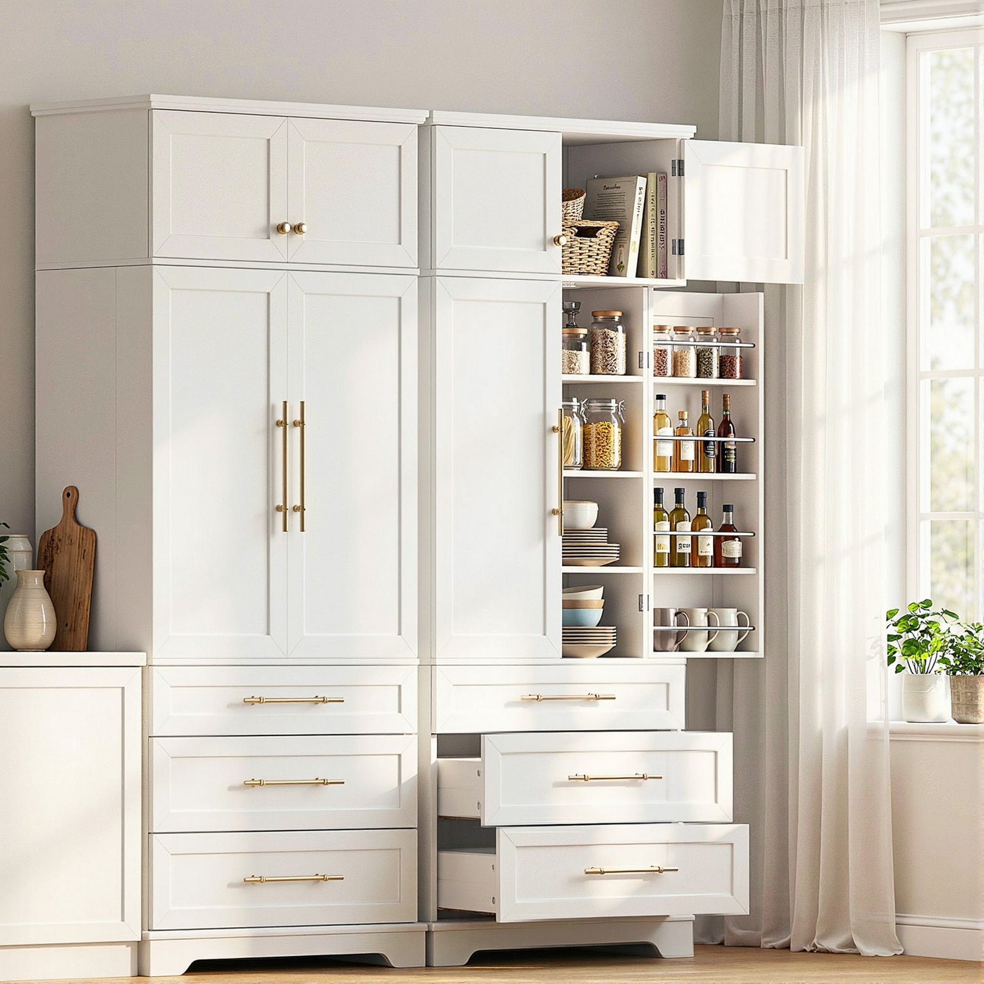 Artiss 2X Buffet Sideboard Cabinet Pantry Kitchen Storage Cupboard Drawers Doors