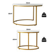Artiss Nesting Coffee Table Set of 2 Round Marble Effect 70/50cm White & Gold
