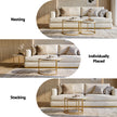 Artiss Nesting Coffee Table Set of 2 Round Marble Effect 70/50cm White & Gold
