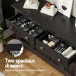 Artiss Buffet Sideboard Storage Cabinet Kitchen Cupboard Clear Door Drawer Black