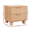 Artiss Rattan Bedside Table 2 Drawers Pine