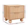 Artiss 2x Bedside Table Round Legs 2 Drawers Pine