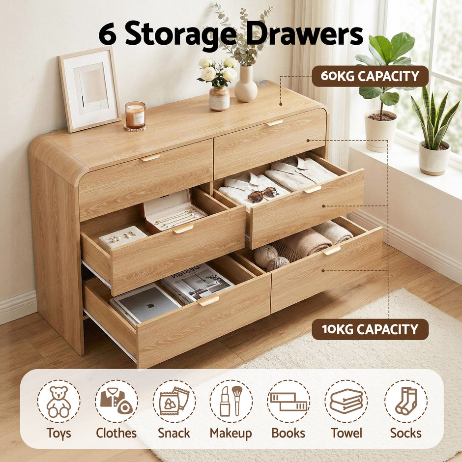 Artiss 6 Chest of Drawers Dresser Cabinet Pine