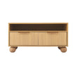 Artiss Coffee Table 90cm Center Table Fluted Drawers Open Shelf Spherical Solid Legs Wood