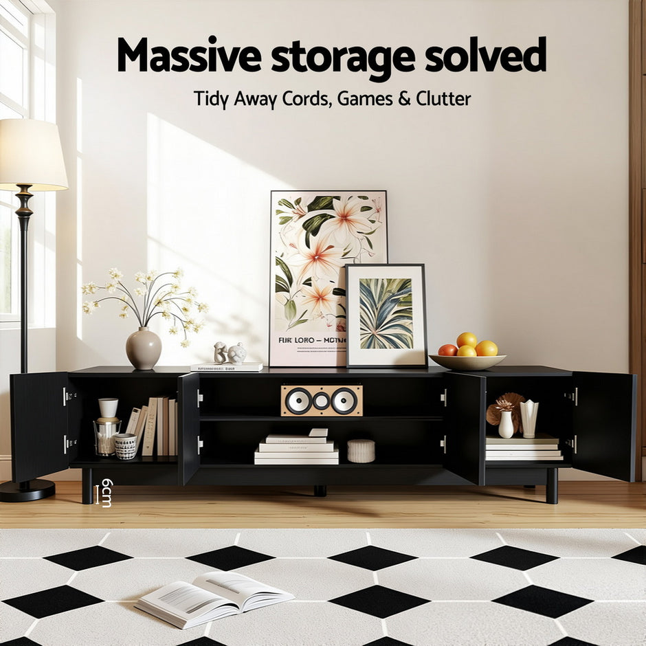 Artiss TV Unit Entertainment Unit Storage Cabinet 180cm Black