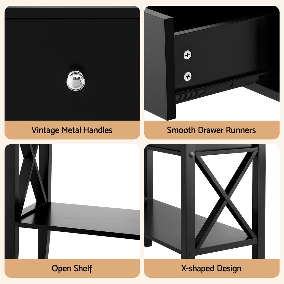 Artiss Console Table 2 Drawers 100CM Black
