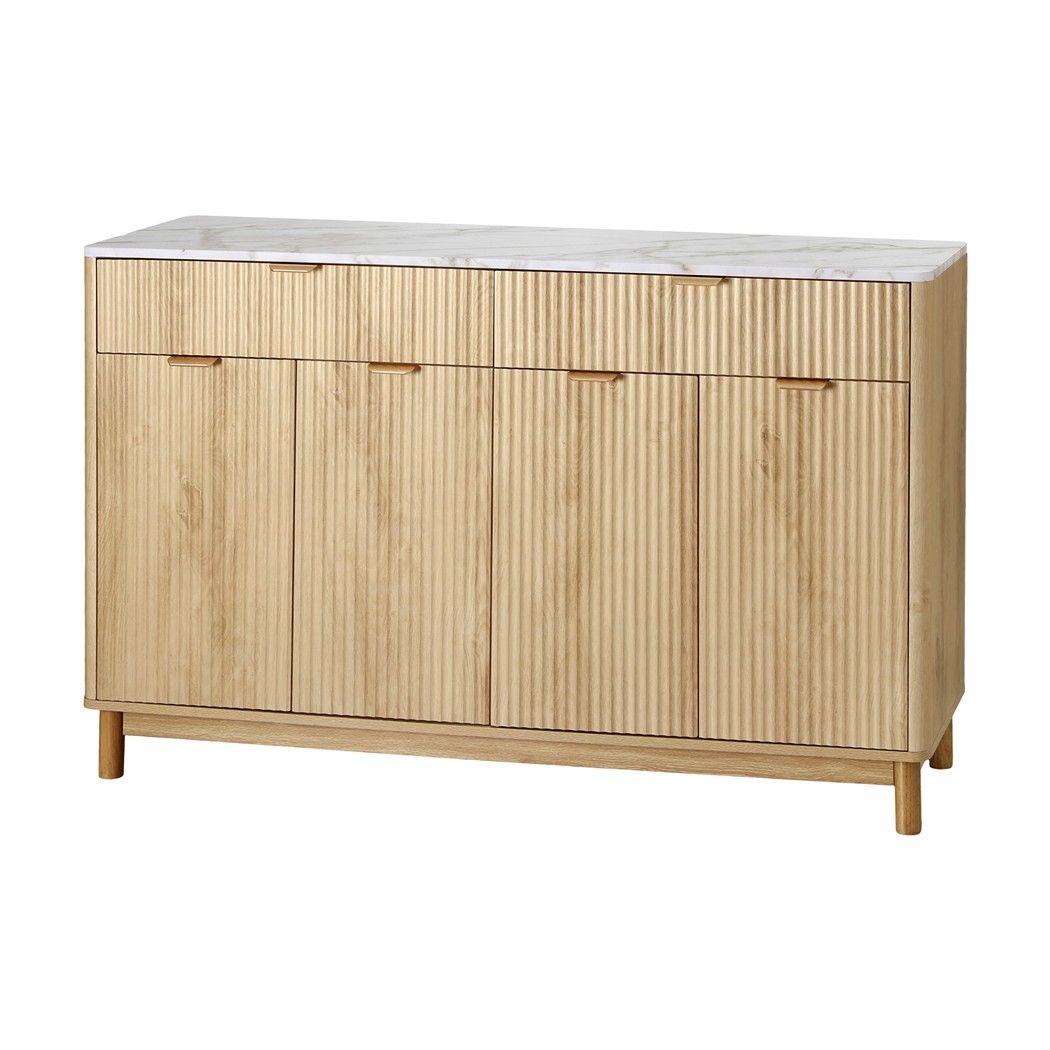 Artiss Buffet Sideboard Cabinet Kitchen Storage Cupboard Marble 2 Drawers Pine