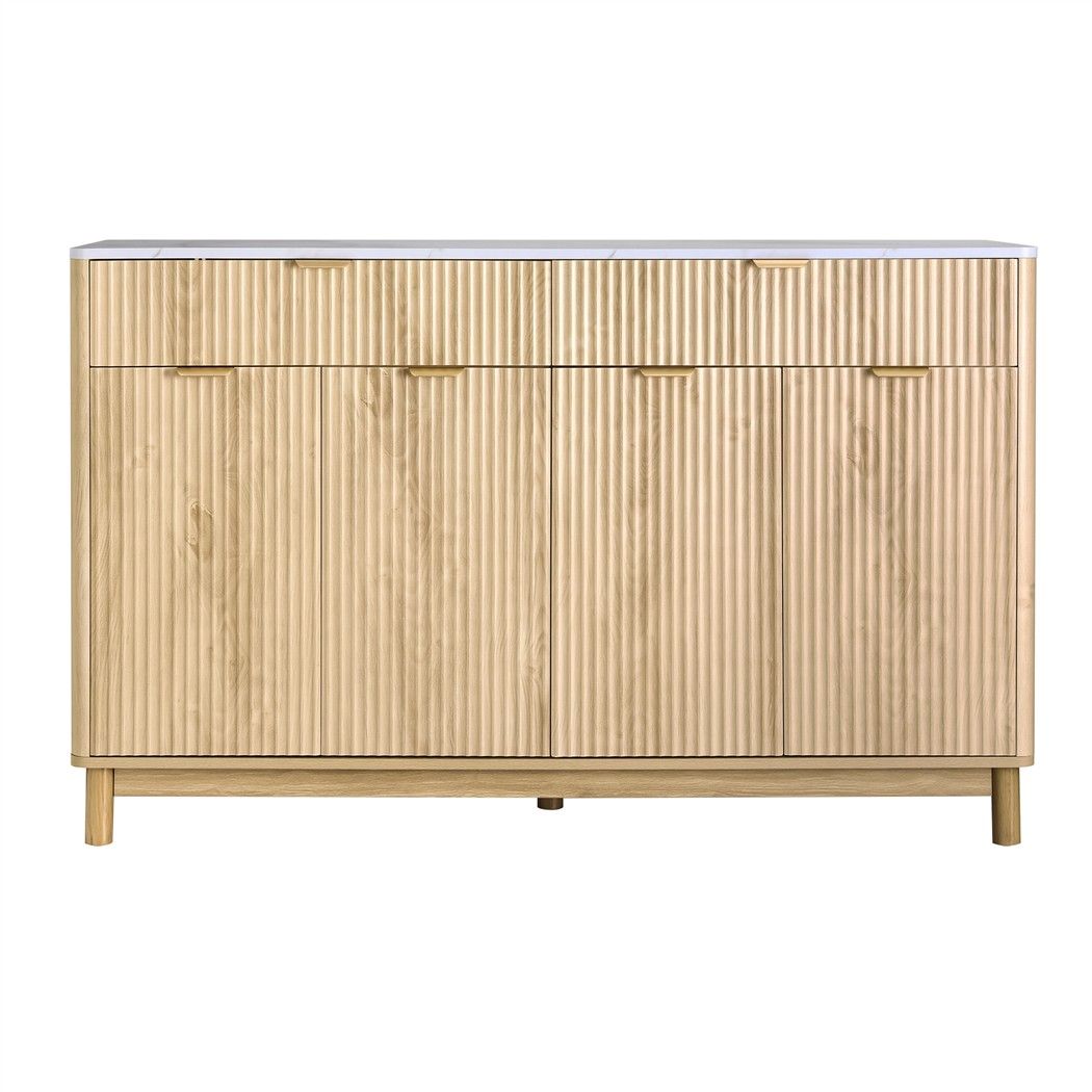 Artiss Buffet Sideboard Cabinet Kitchen Storage Cupboard Marble 2 Drawers Pine
