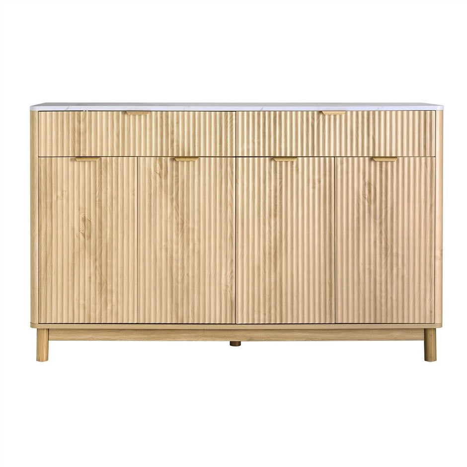 Artiss Buffet Sideboard Cabinet Kitchen Storage Cupboard Marble 2 Drawers Pine