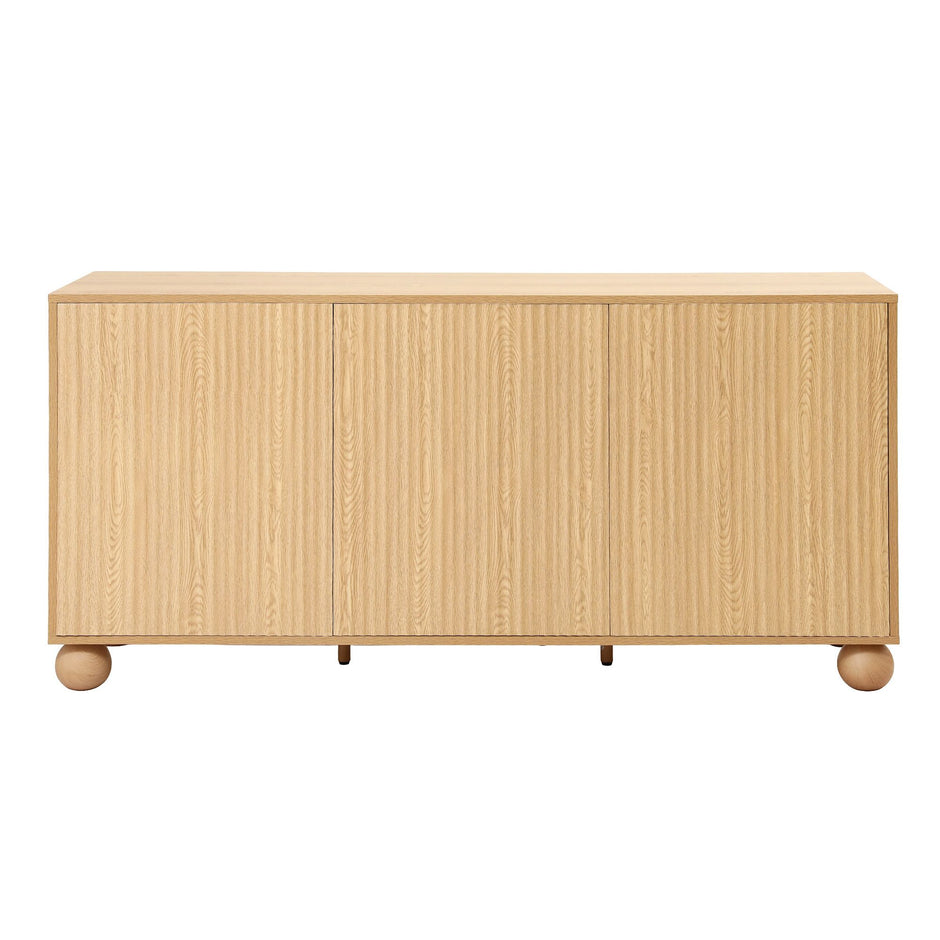 Artiss Buffet Sideboard Cabinet 2-Tier Fluted Kitchen Storage Ball Legs Pine