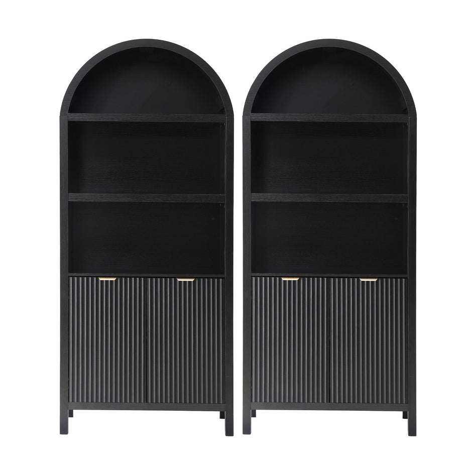 Artiss Buffet Sideboard Cabinet Pantry X2 180CM Arched Storage Bookshelf Black