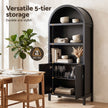 Artiss Buffet Sideboard Cabinet Pantry X2 180CM Arched Storage Bookshelf Black