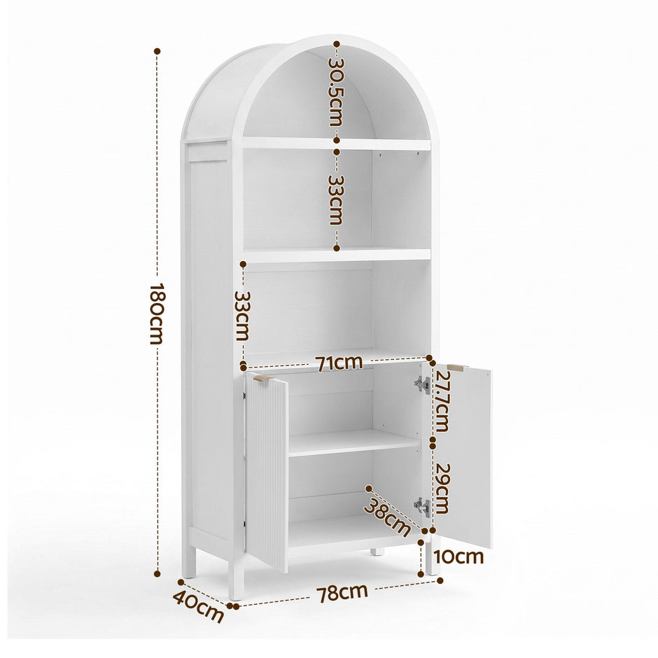 Artiss Buffet Sideboard Cabinet Pantry X2 180CM Arched Storage Bookshelf White