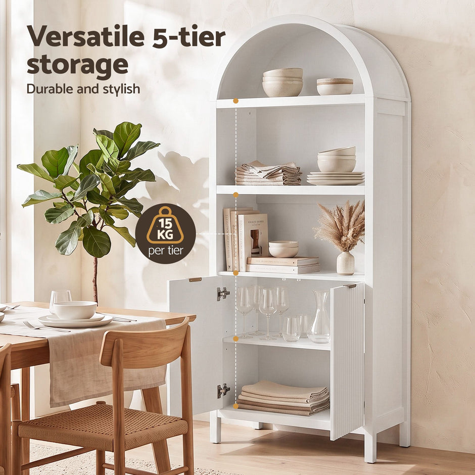 Artiss Buffet Sideboard Cabinet Pantry X2 180CM Arched Storage Bookshelf White