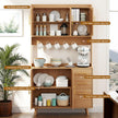 Artiss Buffet Sideboard Hutch Storage Cabinet Kitchen Cupboard Hooks Rattan Pine