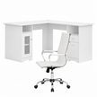 Artiss Office Desk and Chair Set L Shape Computer Desk 150cm with Storage Cabinet & Drawers, Ergonomic PU Leather Office Chair, White Home Office Furniture